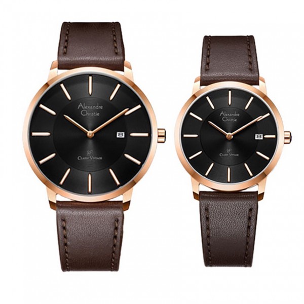 Alexandre Christie AC 8653 Rosegold Black Couple